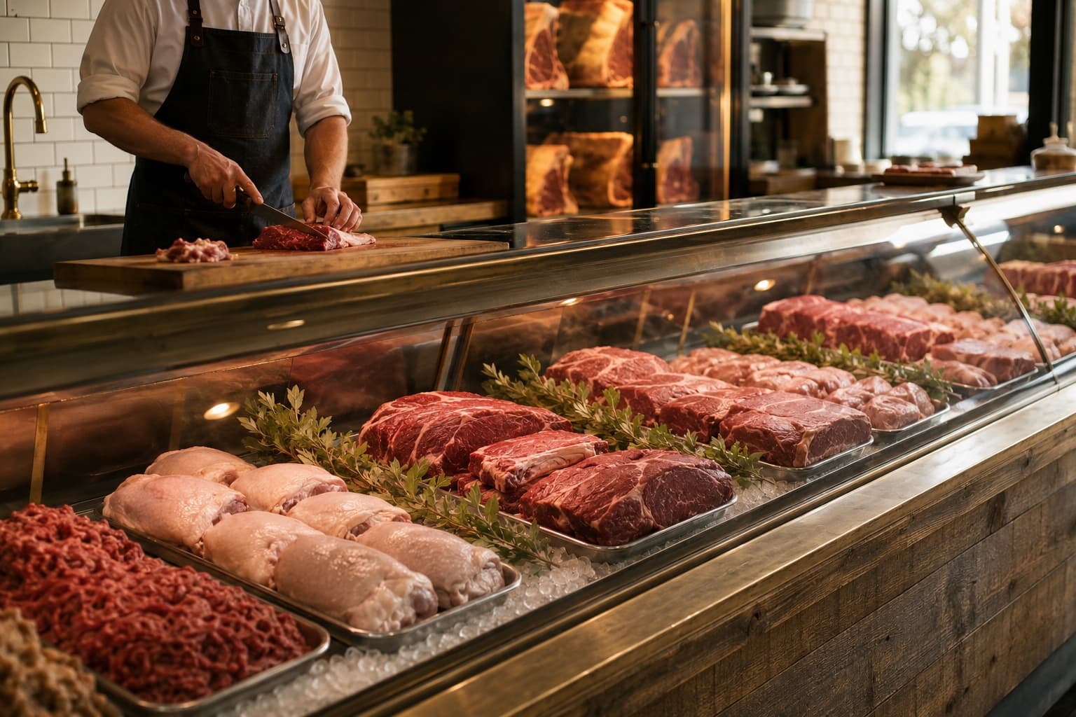 Inside EliteCuts — the service counter and display case